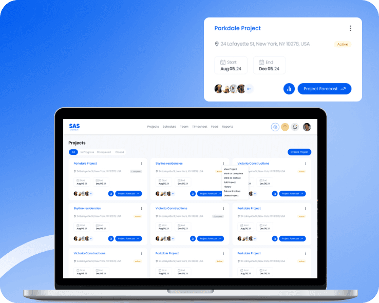SAS Dashboard with team management