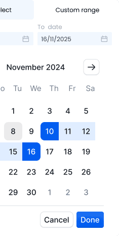Custom date range selector