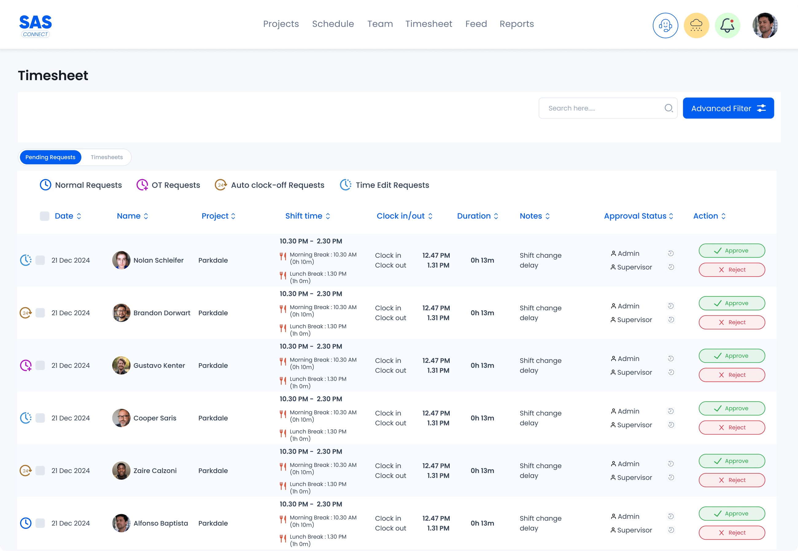 Construction program management software timesheets for recording work hours, approvals, and payroll accuracy